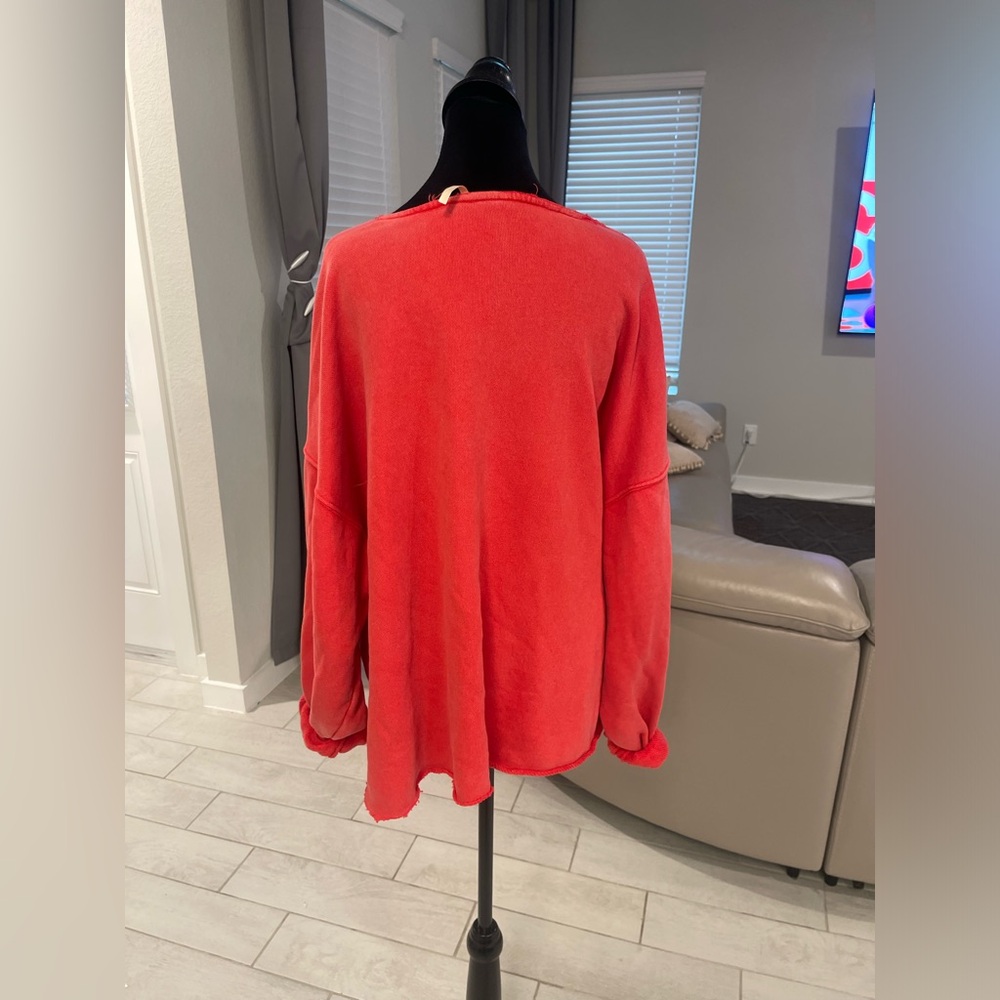 Free People Red Antelope Valley Sweatshirt Sz Large - Picture 4 of 8